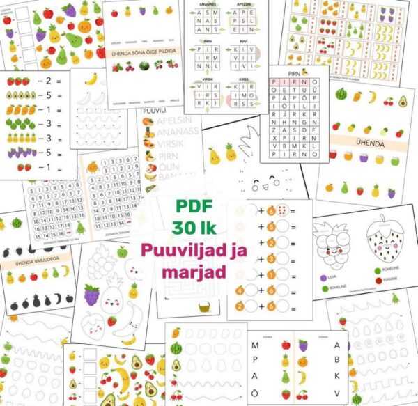 Töölehed " Puuvilja ja marjad"